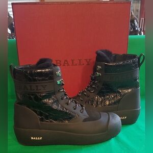 Bally Men's Black Cuby Curling Shearling-Lined Suede & Leather Boots